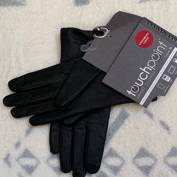 Genuine Leather 100% Cashmere Touchpoint Black Smart Gloves